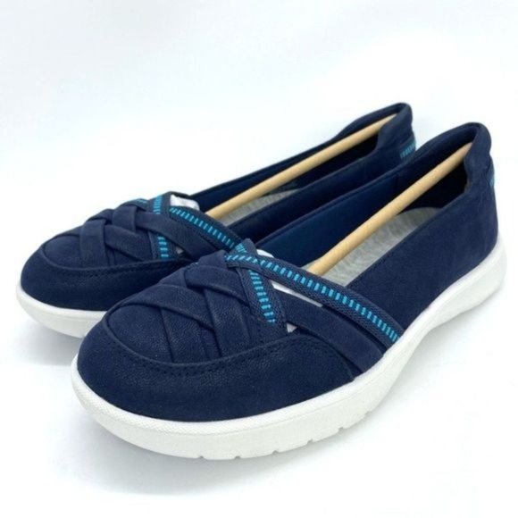 Clarks Cloudsteppers Adella Poppy Slip On Shoes Woven Sneakers New - Picture 5 of 14